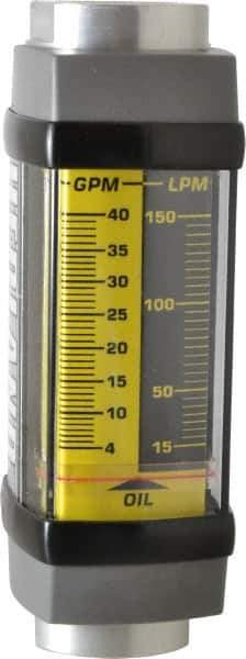 Hedland - 1" NPTF Port Oil & Petroleum-Based Liquid Flowmeter - 3000 Max psi, 4 to 40 GPM, Anodized Aluminum - Eagle Tool & Supply