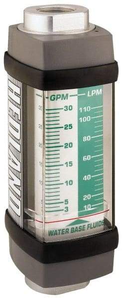 Hedland - 3/4" NPTF Port Water-Based Liquid Flowmeter - 3000 Max psi, 3 to 30 GPM, Anodized Aluminum - Eagle Tool & Supply