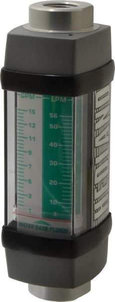 Hedland - 1/2" NPTF Port Water-Based Liquid Flowmeter - 3000 Max psi, 1 to 15 GPM, Anodized Aluminum - Eagle Tool & Supply