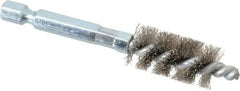 Schaefer Brush - 3/8 Inch Inside Diameter, 9/16 Inch Actual Brush Diameter, Carbon Steel, Power Fitting and Cleaning Brush - 1/4 Shank Diameter, 3-1/8 Inch Long, Hex Shaft Stem, 1/2 Inch Refrigeration Outside Diameter - Eagle Tool & Supply