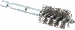 Schaefer Brush - 5/8 Inch Inside Diameter, 13/16 Inch Actual Brush Diameter, Carbon Steel, Power Fitting and Cleaning Brush - 1/4 Shank Diameter, 3-1/8 Inch Long, Hex Shaft Stem, 3/4 Inch Refrigeration Outside Diameter - Eagle Tool & Supply