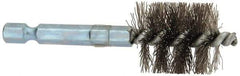 Schaefer Brush - 3/4 Inch Inside Diameter, 15/16 Inch Actual Brush Diameter, Stainless Steel, Power Fitting and Cleaning Brush - 1/4 Shank Diameter, 3-1/8 Inch Long, Hex Shaft Stem, 7/8 Inch Refrigeration Outside Diameter - Eagle Tool & Supply