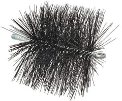 Schaefer Brush - 6", Square, Tempered Steel Wire Chimney Brush - 1/4" NPSM Male Connection - Eagle Tool & Supply