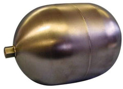 Made in USA - 6" Diam x 8" Long, Oblong, Hex Spud Connection, Metal Float - 3/8-16 Thread, Stainless Steel, 150 Max psi, 19 Gauge - Eagle Tool & Supply