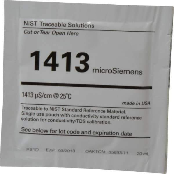 Oakton - Conductivity Calibration Solutions & Solutions Sets Type: Conductivity/TDS Solution Single Pouches Conductivity: 1413 µ S - Eagle Tool & Supply