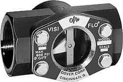 OPW Engineered Systems - 1-1/2 Inch, Carbon Steel, Visi-Flo Sight Flow Indicator - 200 Max psi, 5-1/4 Inch Overall Length - Eagle Tool & Supply