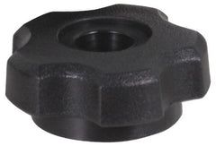 1.38 Inch Head, 5 Point Fluted Knob Thru Female Insert, Polypropylene, Black