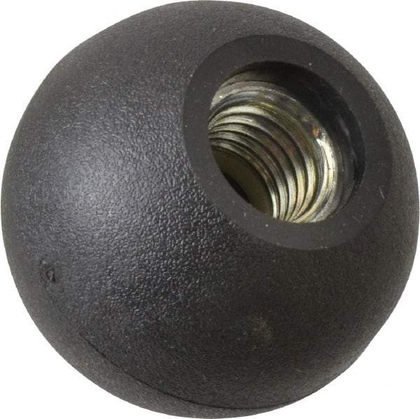 Gibraltar - 5/8-11 Thread, 1-7/8" Diam, 1-3/4" High, Female Insert Ball Knob - Black, Thermoplastic, Ball Grip, 0.55" Hole Depth - Eagle Tool & Supply