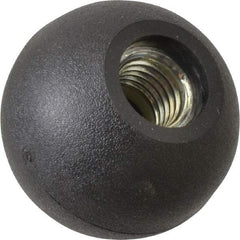 Gibraltar - 5/8-11 Thread, 1-7/8" Diam, 1-3/4" High, Female Insert Ball Knob - Black, Thermoplastic, Ball Grip, 0.55" Hole Depth - Eagle Tool & Supply