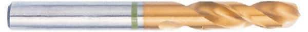 Accupro - 7/32" 130° Spiral Flute Cobalt Screw Machine Drill Bit - TiN Finish, Right Hand Cut, 28mm Flute Length, 66mm OAL, Split Point, Straight Shank - Eagle Tool & Supply