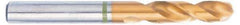 Accupro - 7/32" 130° Spiral Flute Cobalt Screw Machine Drill Bit - TiN Finish, Right Hand Cut, 28mm Flute Length, 66mm OAL, Split Point, Straight Shank - Eagle Tool & Supply