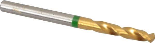 Accupro - #17 130° Spiral Flute Cobalt Screw Machine Drill Bit - TiN Finish, Right Hand Cut, 24mm Flute Length, 58mm OAL, Split Point, Straight Shank - Eagle Tool & Supply