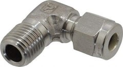 Parker - 1/4" OD, Stainless Steel Male Elbow - 0 to 1,200°F, 9/16" Hex, Comp x MNPT Ends - Eagle Tool & Supply