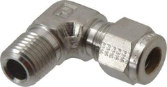 Parker - 5/16" OD, Stainless Steel Male Elbow - -425 to 1,200°F, 5/8" Hex, Comp x MNPT Ends - Eagle Tool & Supply