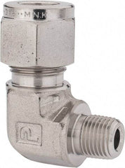 Parker - 3/8" OD, Stainless Steel Male Elbow - -425 to 1,200°F, 5/8" Hex, Comp x MNPT Ends - Eagle Tool & Supply