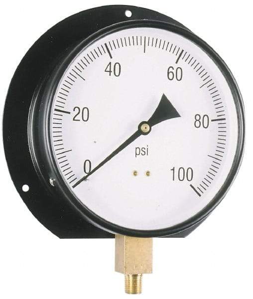 Value Collection - 6" Dial, 1/4 Thread, 0-15 Scale Range, Pressure Gauge - Lower Connection, Rear Flange Connection Mount, Accurate to 3-2-3% of Scale - Eagle Tool & Supply