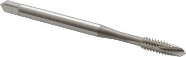 OSG - #6-32 UNC, 2 Flute, Bright Finish, Vanadium High Speed Steel Spiral Point Tap - Plug Chamfer, Right Hand Thread, 2" OAL, 11/16" Thread Length, 0.141" Shank Diam, 2B Class of Fit - Exact Industrial Supply