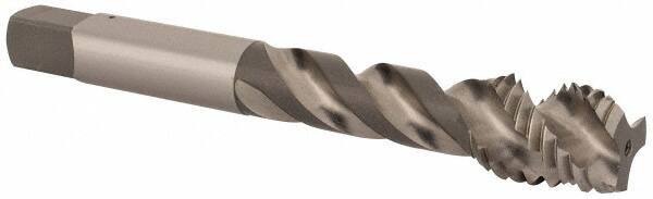 OSG - M12x1.75 Metric Coarse 3 Flute 6H Modified Bottoming Spiral Flute Tap - Vanadium High Speed Steel, Bright Finish, 3-3/8" OAL, Right Hand Flute, Right Hand Thread, D6 - Eagle Tool & Supply