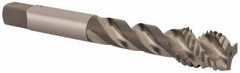 OSG - M12x1.75 Metric Coarse 3 Flute 6H Modified Bottoming Spiral Flute Tap - Vanadium High Speed Steel, Bright Finish, 3-3/8" OAL, Right Hand Flute, Right Hand Thread, D6 - Eagle Tool & Supply
