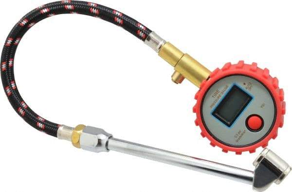 Value Collection - 0 to 160 psi Digital Tire Pressure Gauge - CR2032 Lithium Battery, 9' Hose Length, 0.5 psi Resolution - Eagle Tool & Supply