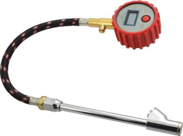 Value Collection - 0 to 100 psi Digital Tire Pressure Gauge - CR2032 Lithium Battery, 9' Hose Length, 0.5 psi Resolution - Eagle Tool & Supply