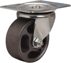 Hamilton - 3" Diam x 1-1/4" Wide x 3-3/4" OAH Top Plate Mount Swivel Caster - Cast Iron, 250 Lb Capacity, Straight Roller Bearing, 3-1/8 x 4-1/8" Plate - Eagle Tool & Supply