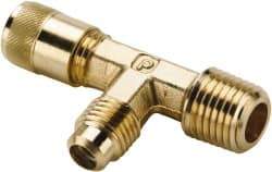 Parker - 1/8-27 Male Pipe, 500 Max psi, 1/4" Tube OD, Forged Male Run Tee Access Valve - Brass - Eagle Tool & Supply