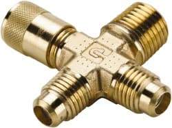 Parker - 1/4-18 Male Pipe, 500 Max psi, 5/16" Tube OD, Forged Male Cross Access Valve - Brass - Eagle Tool & Supply