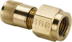 Parker - 500 Max psi, 1/4 Tube OD, Female Flare Connector Access Valve - Brass - Eagle Tool & Supply