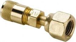 Parker - 500 Max psi, 1/4 Tube OD, Flare Swivel Nut Connector Access Valve - Brass - Eagle Tool & Supply