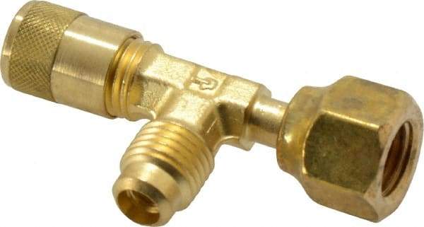 Parker - 500 Max psi, 1/4 Tube OD, Forged Flared Female Run Swivel Tee Access Valve - Brass - Eagle Tool & Supply