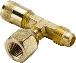 Parker - 500 Max psi, 1/4 Tube OD, Forged Flare Female Branch Tee Access Valve - Brass - Eagle Tool & Supply