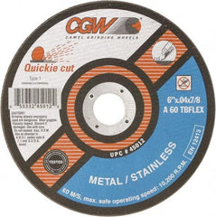 Camel Grinding Wheels - 5" 60 Grit Silicon Carbide Cutoff Wheel - 0.04" Thick, 7/8" Arbor, 12,250 Max RPM - Eagle Tool & Supply