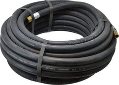 Alliance Hose & Rubber - 3/8" ID x 23/32" OD 50' Long Multipurpose Air Hose - MNPT x FNPT(Swivel) Ends, 200 Working psi, -40 to 190°F, 1/4" Fitting, Black - Eagle Tool & Supply