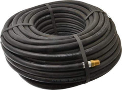 Alliance Hose & Rubber - 1/4" ID x 9/16" OD 100' Long Multipurpose Air Hose - MNPT x FNPT(Swivel) Ends, 300 Working psi, -40 to 190°F, 1/4" Fitting, Black - Eagle Tool & Supply