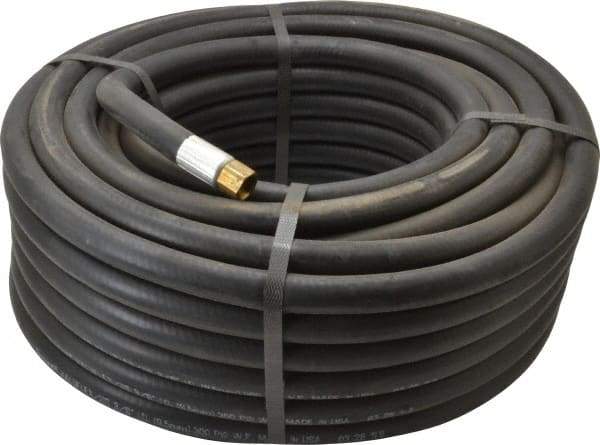 Alliance Hose & Rubber - 3/8" ID x 23/32" OD 100' Long Multipurpose Air Hose - MNPT x FNPT(Swivel) Ends, 300 Working psi, -40 to 190°F, 1/4" Fitting, Black - Eagle Tool & Supply