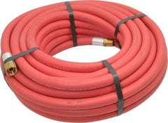 Alliance Hose & Rubber - 3/8" ID x 23/32" OD 50' Long Multipurpose Air Hose - MNPT x FNPT(Swivel) Ends, 300 Working psi, -40 to 190°F, 3/8" Fitting, Red - Eagle Tool & Supply