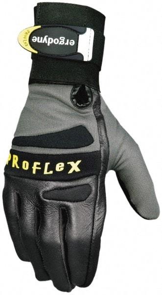 Ergodyne - Size 2XL (11) Pigskin Anti-Vibration/Impact Protection Work Gloves - For General Purpose, Uncoated, Hook & Loop Cuff, Full Fingered, Black, Paired - Eagle Tool & Supply