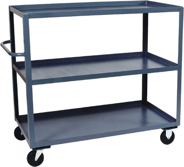 Jamco - 3,000 Lb Capacity, 3 Shelf, Steel Stock Truck - 24" Long x 36" Wide x 48" High, 6" Diam Phenolic Wheels - Eagle Tool & Supply