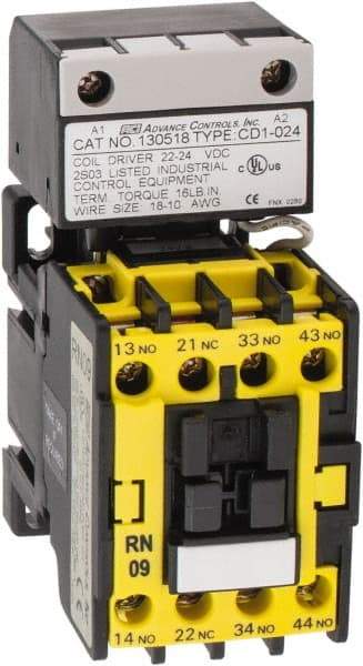 ACI - 4 Pole, 3NO/NC, 24 VAC Control Relay - 24 Amps, 600 VDC - Eagle Tool & Supply