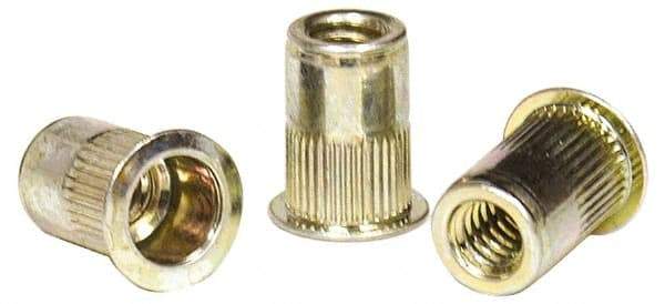 RivetKing - 0.13 to 0.225" Grip, Steel Standard Rivet Nut - Zinc Yellow Dichromate Finish, Flange Head - Eagle Tool & Supply