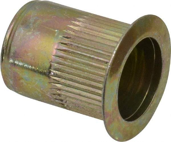 RivetKing - 3/8-16, 0.027 to 0.15" Grip, Steel Standard Rivet Nut - Zinc Yellow Dichromate Finish, Countersunk Head - Eagle Tool & Supply