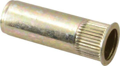 RivetKing - 1/4-20, 0.027 to 0.165" Grip, 25/64" Drill, Steel Closed End Knurled Rivet Nut - Zinc Yellow Dichromate Finish, Countersunk Head - Eagle Tool & Supply