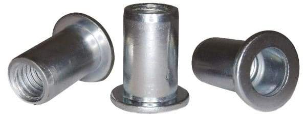 RivetKing - #10-32, 0.13 to 0.18" Grip, 1/4" Drill, Steel Standard Rivet Nut - Zinc Plated, Round Head - Eagle Tool & Supply