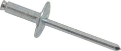 RivetKing - Size 8-18 Dome Head Steel Flush on Both Sides Blind Rivet - Steel Mandrel, 7/8" to 1-1/8" Grip, 5/8" Head Diam, 0.255" Min Hole Diam, 0.82" Length Under Head, 1/4" Body Diam - Eagle Tool & Supply