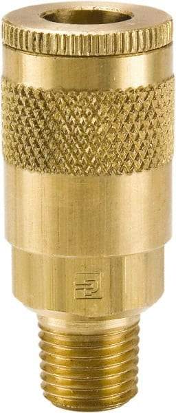 Parker - 3/8-18 Male NPTF Tru-Flate Automotive Pneumatic Hose Coupler - Brass, 3/8" Body Diam - Eagle Tool & Supply