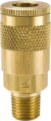 Parker - 3/8-18 Male NPTF Tru-Flate Automotive Pneumatic Hose Coupler - Brass, 3/8" Body Diam - Eagle Tool & Supply