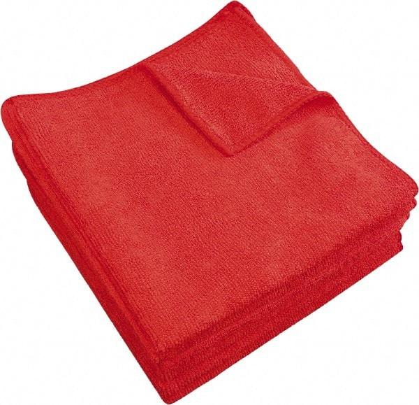 PRO-SOURCE - Dry Microfiber Wipes - Packet, 16" x 16" Sheet Size, Red - Eagle Tool & Supply