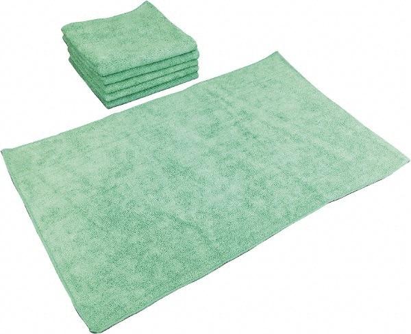 PRO-SOURCE - Reusable Microfiber Wipes - Packet, 16" x 27" Sheet Size, Green - Eagle Tool & Supply