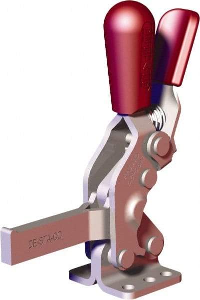 De-Sta-Co - 607 Lb Holding Capacity, Vertical Handle, Manual Hold Down Toggle Clamp - 66° Handle Movement, 75° Bar Opening, Solid Bar, Flanged Base, Carbon Steel - Eagle Tool & Supply